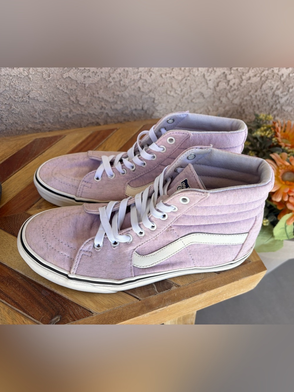 VANS Sk8-Hi Lavender/White Canvas High Top Lace-Up Sneakers Men's US 8.5 Wm 10